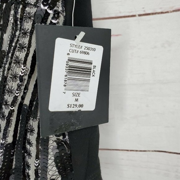 Marina Dresses Polyester Black Sequence Women Slit Back Sleeveless Medium Top - Picture 2 of 11